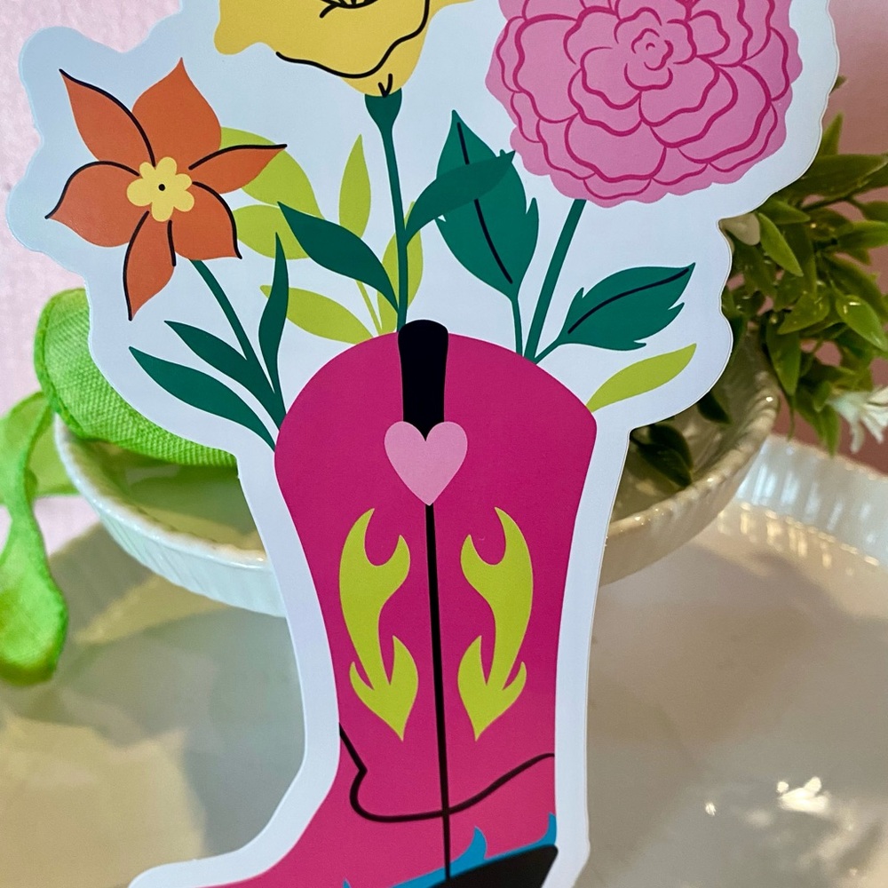 5/$10 large vinyl Floral Boot Sticker